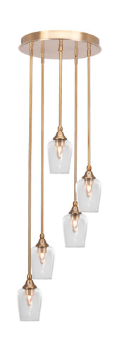 Empire 5 Light Cluster Pendalier In New Age Brass Finish (2145-NAB-210)