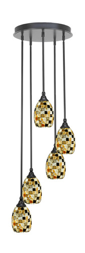 Empire 5 Light Cluster Pendalier In Matte Black Finish (2145-MB-408)