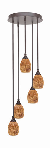 Empire 5 Light Cluster Pendalier In Dark Granite Finish (2145-DG-4175)