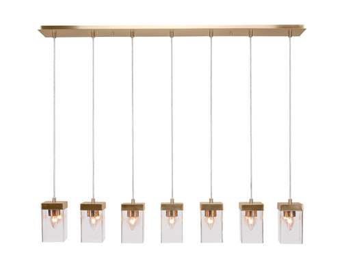 Nouvelle 7 Light Linear Pendalier In New Age Brass (3217-NAB-530)