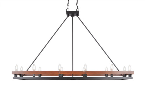 Belmont 12 Light Island In Matte Black & Painted Wood-Look Metal (2742-MBWG)