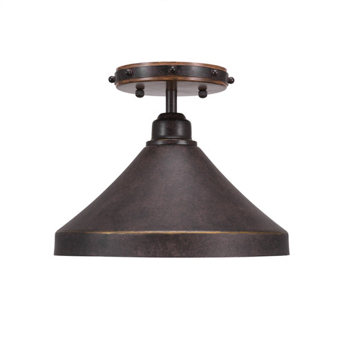 Blacksmith 1 Light Semi-Flush In Painted Wood-Look & Dark Granite (1767-418-DG)