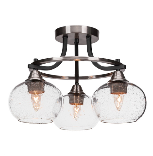 Paramount 3 Light Semi-Flush In Matte Black & Brushed Nickel (3417-MBBN-202)