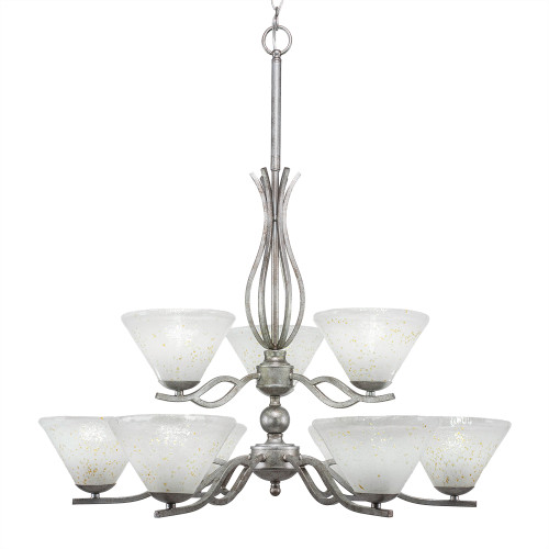 Revo 9 Light Chandelier In Aged Silver (249-AS-7145)
