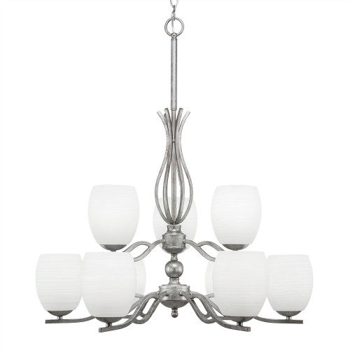Revo 9 Light Chandelier In Aged Silver (249-AS-615)
