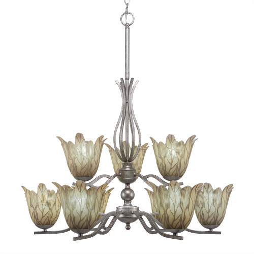 Revo 9 Light Chandelier In Aged Silver (249-AS-1025)