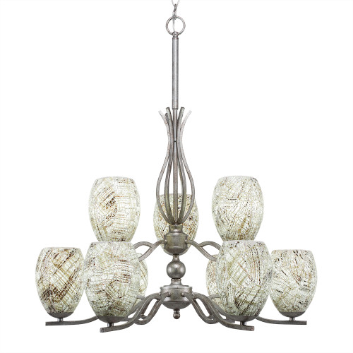 Revo 9 Light Chandelier In Aged Silver (249-AS-5054)