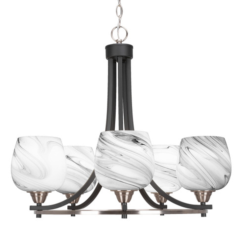 Paramount 5 Light Chandelier In Matte Black And Brushed Nickel (3405-MBBN-4819)