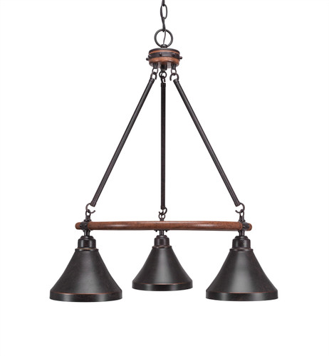Blacksmith 3 Light Chandelier In Painted Wood-Look & Dark Granite (1766-410-DG)