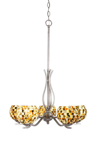 Revo 5 Light Chandelier In Aged Silver (245-AS-407)