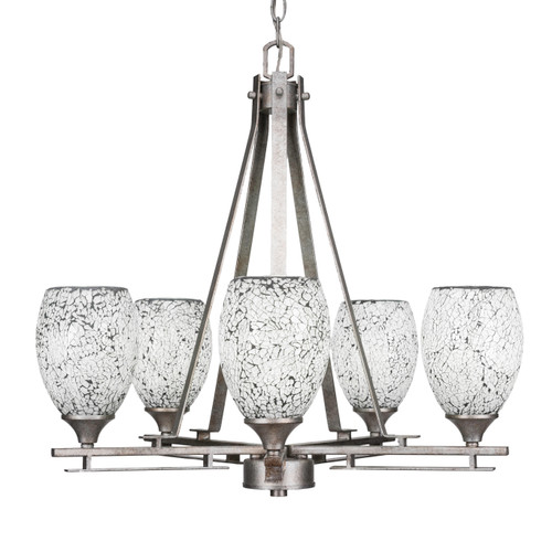 Uptowne 5 Light Chandelier In Aged Silver (325-AS-4165)