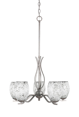 Revo 5 Light Chandelier In Aged Silver (245-AS-4165)