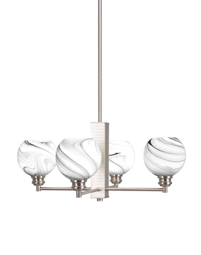 Edge 4 Light Chandelier In Brushed Nickel (1154-BN-4109)