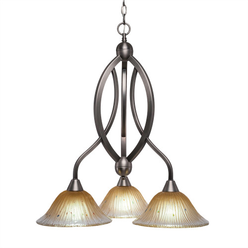 Bow 3 Light Chandelier In Brushed Nickel (263-BN-730)