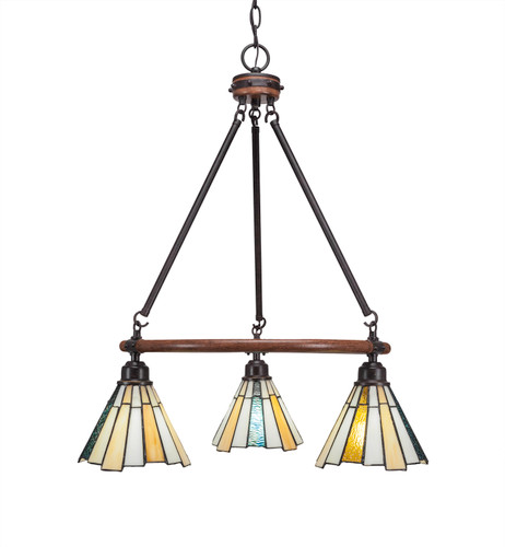 Blacksmith 3 Light Chandelier In Painted Wood-Look & Dark Granite (1766-9335)