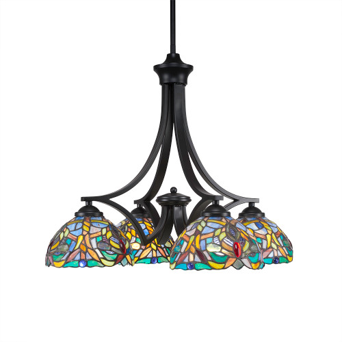 Zilo 4 Light Chandelier In Matte Black (568-MB-9905)