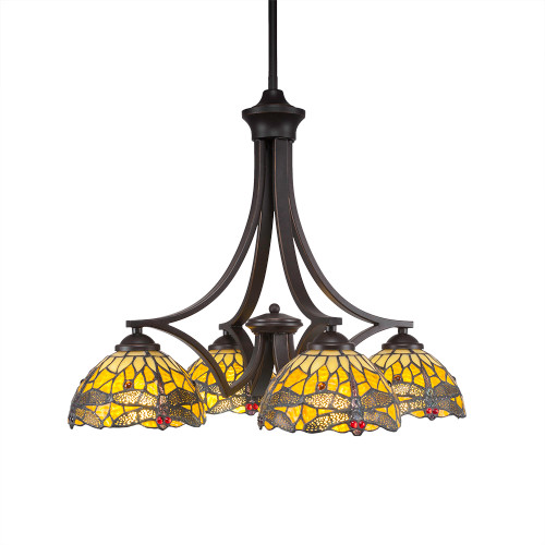 Zilo 4 Light Chandelier In Dark Granite (568-DG-9465)