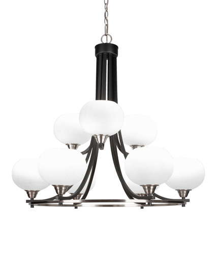 Paramount 9 Light Chandelier In Matte Black & Brushed Nickel (3409-MBBN-212)