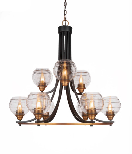 Paramount 9 Light Chandelier In Matte Black & Brass (3409-MBBR-5110)