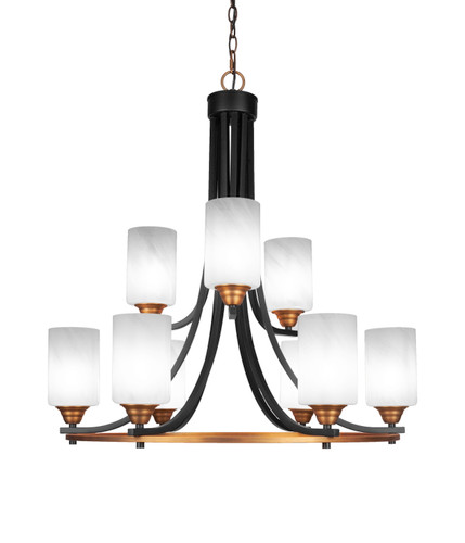 Paramount 9 Light Chandelier In Matte Black & Brass (3409-MBBR-3001)