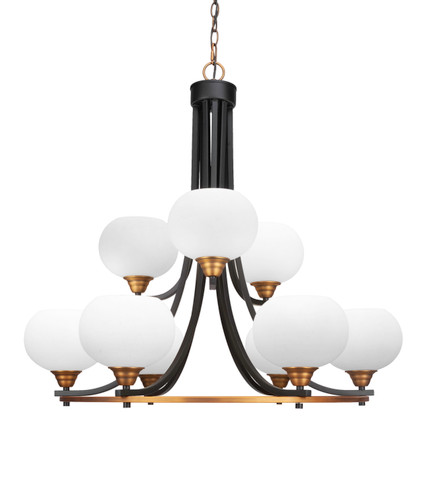 Paramount 9 Light Chandelier In Matte Black & Brass (3409-MBBR-212)