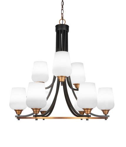 Paramount 9 Light Chandelier In Matte Black & Brass (3409-MBBR-211)