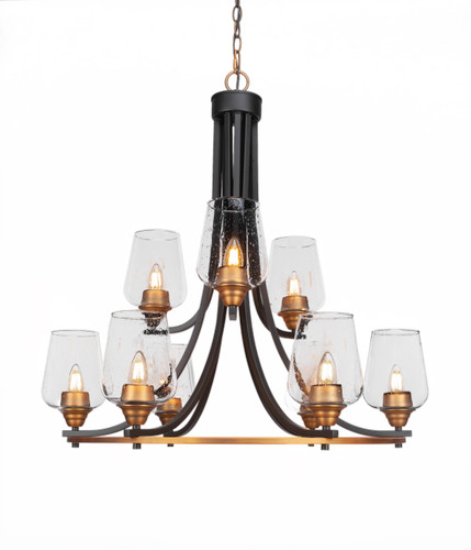 Paramount 9 Light Chandelier In Matte Black & Brass (3409-MBBR-210)