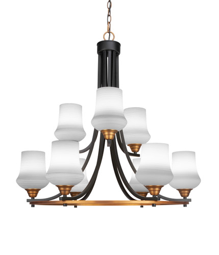 Paramount 9 Light Chandelier In Matte Black & Brass (3409-MBBR-681)