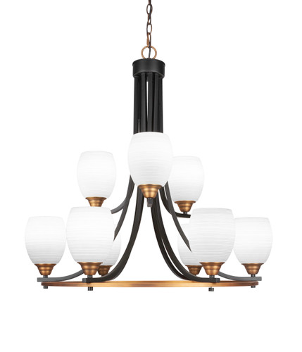 Paramount 9 Light Chandelier In Matte Black & Brass (3409-MBBR-4021)