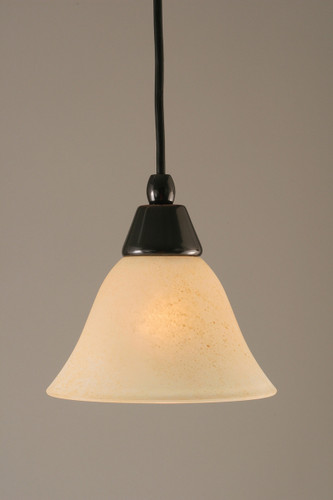 Cord Mini Pendant Shown In Black Copper Finish With 7" Amber Marble Glass (22-BC-503)