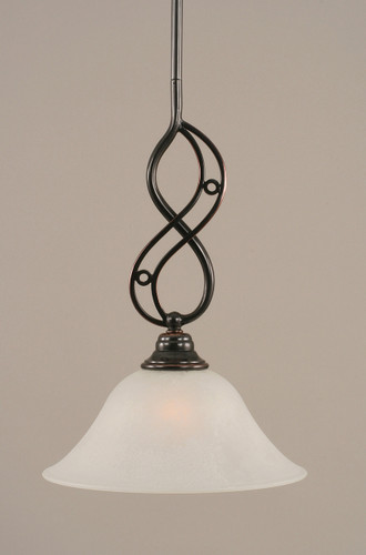 Jazz Mini Pendant With Hang Straight Swivel Shown In Black Copper Finish With 10" White Marble Glass (232-BC-515)