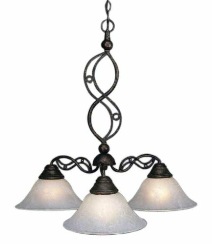 Jazz 3 Light Chandelier Shown In Bronze Finish With 10" White Marble Glass (236-BRZ-515)