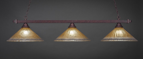 Square 3 Light Bar Shown In Bronze Finish With 16" Amber Crystal Glass (803-BRZ-710)