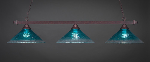 Square 3 Light Bar Shown In Bronze Finish With 16" Teal Crystal Glass (803-BRZ-715)