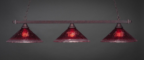 Square 3 Light Bar Shown In Bronze Finish With 16" Raspberry Crystal Glass (803-BRZ-716)
