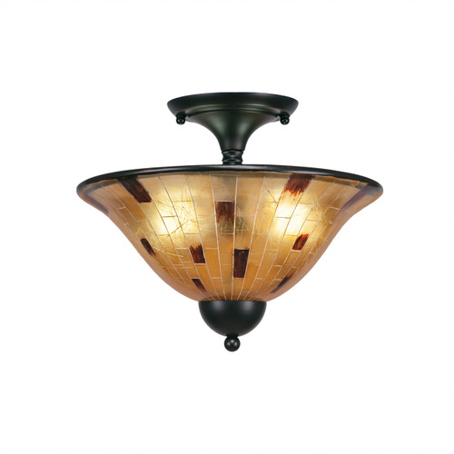 Semi-Flush With 2 Bulbs Shown In Matte Black Finish With 12" Penshell Resin Shade (120-MB-707)