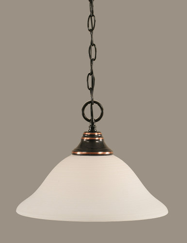 Chain Hung Pendant Shown In Black Copper Finish With 12" White Linen Glass (10-BC-614)