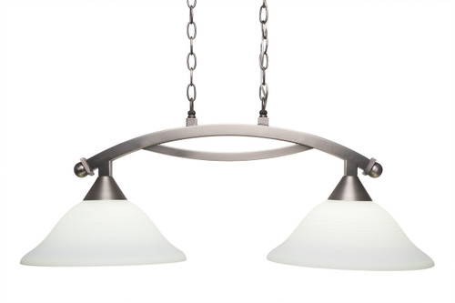 Bow 2 Light Island Light Shown In Brushed Nickel Finish With 12" White Linen Glass (872-BN-614)