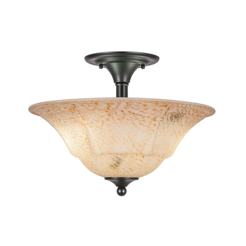 Semi-Flush With 2 Bulbs Shown In Matte Black Finish With 16" Italian Marble Glass (121-MB-53618)