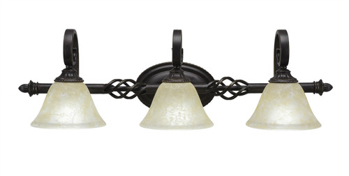 Elegant?? 3 Light Bath Bar Shown In Dark Granite Finish With 7" Amber Marble Glass (163-DG-503)