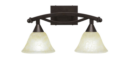 Bow 2 Light Bath Bar Shown In Bronze Finish With 7" Amber Marble Glass (172-BRZ-503)