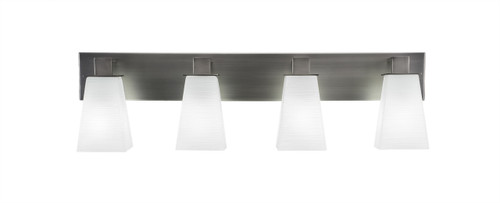 Apollo 4 Light Bath Bar Shown In Graphite Finish With 5" Square White Linen Glass (584-GP-671)