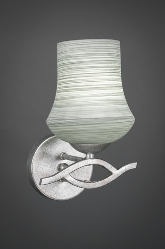 Revo Wall Sconce Shown In Aged Silver Finish With 5.5” Zilo Gray Linen Glass (141-AS-682)