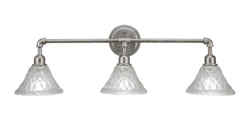 Vintage 3 Light Bath Bar Shown In Aged Silver Finish With 7" Italian Bubble Glass (183-AS-451)