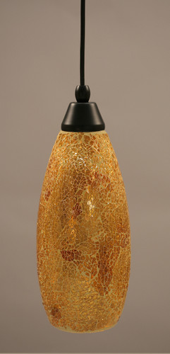 Cord Mini Pendant Shown In Matte Black Finish With 5.5" Gold Fusion Glass (22-MB-417)
