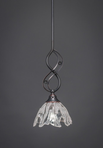 Jazz Mini Pendant With Hang Straight Swivel Shown In Black Copper Finish With 7" Italian Ice Glass (232-BC-759)