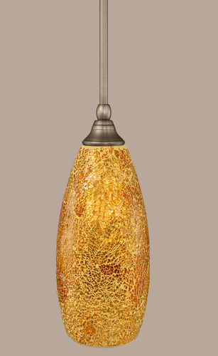 Stem Mini Pendant With Hang Straight Swivel Shown In Brushed Nickel Finish With 5.5" Gold Fusion Glass (23-BN-417)