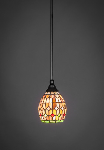 Stem Mini Pendant With Hang Straight Swivel Shown In Matte Black Finish With 5.5??Ñ Rosetta Art Glass (23-MB-9881)