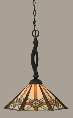Bow Pendant Shown In Matte Black Finish With 16" Hampton Art Glass (271-MB-961)