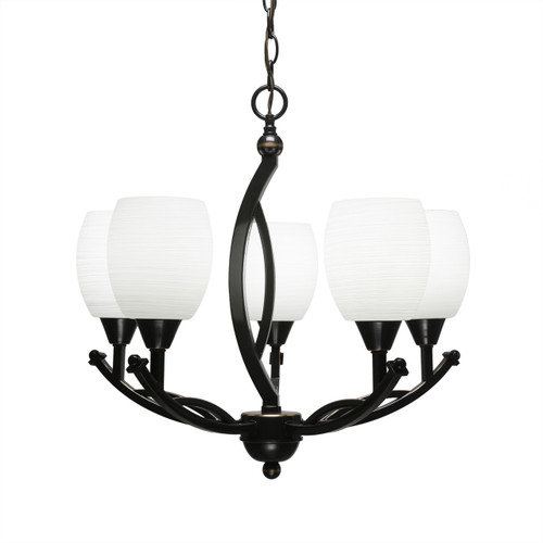 Bow 5 Light Chandelier Shown In Black Copper Finish With 5" White Linen Glass (275-BC-615)